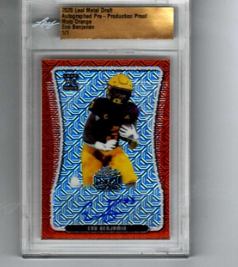 2020 Leaf Metal Draft Mojo Orange Autograph #BA-EB1 Eno Benjamin RC Rookie AUTO 1/1 Football Trading Card