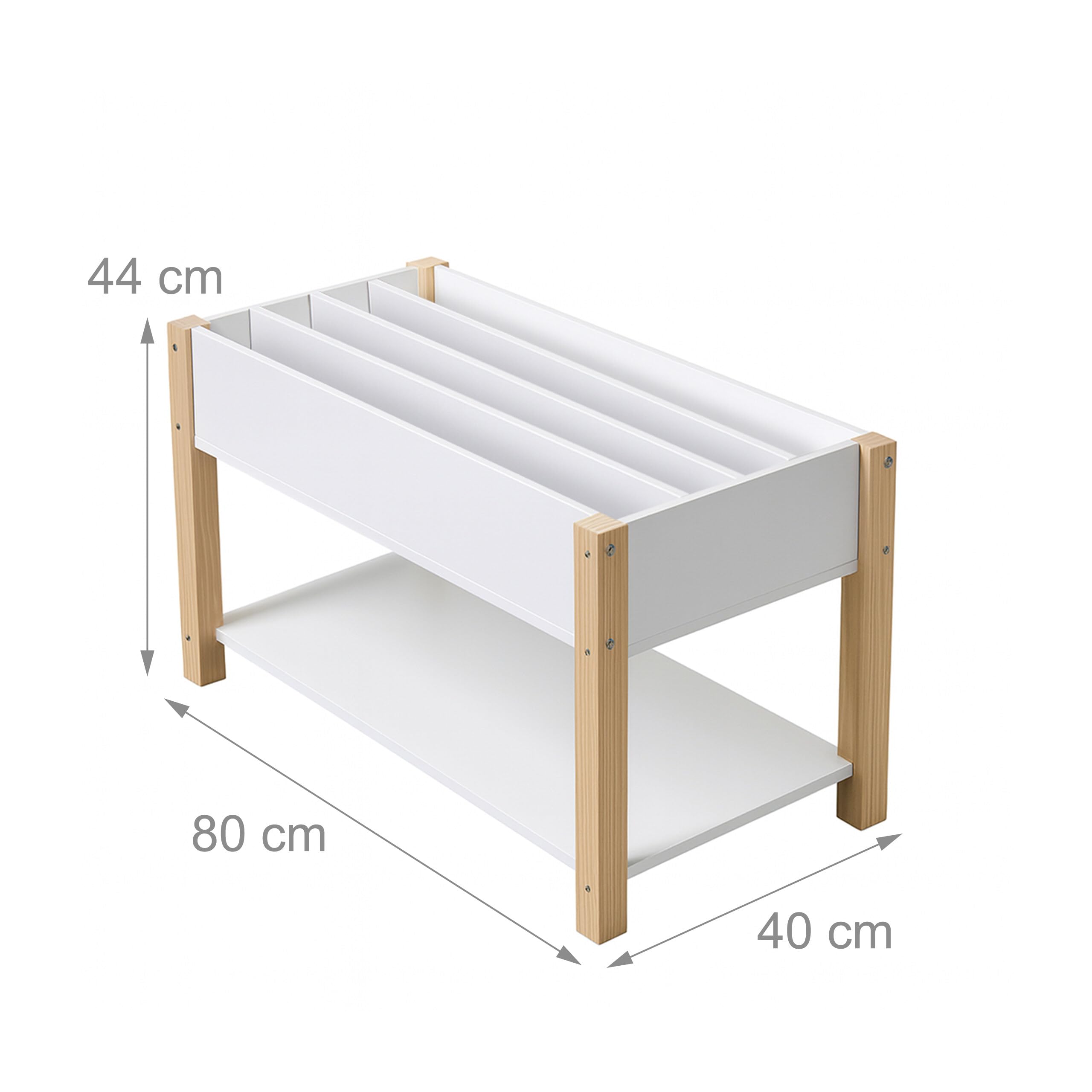 Estantería Relaxdays para niños, 4 estantes, Compartimento Abierto, Juguetes y Libros, HBT: 44x80x40 cm, Blanca/Natural.