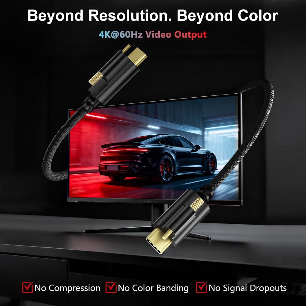 Alvin's Cables Ultra-Flexible Locking USB-C to USB-C Power Cable for Blackmagic Pyxis Monitor, URSA Cine EVF, USB-C 3.2 10Gbps Data Transfer Cable for Blackmagic Pyxis 6K or URSA Cine 12K 3.3ft