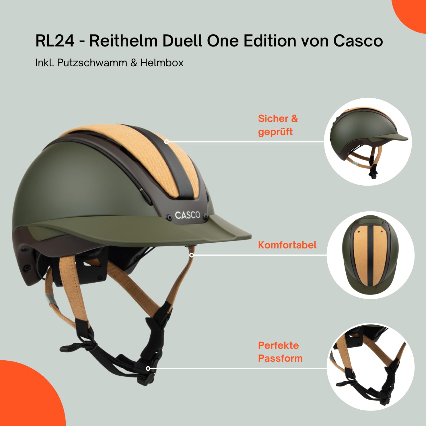 RL24 - Reithelm Duell One Edition – viele Farben & Größen | Inkl. Putzschwamm – Reitkappe Damen, Herren & Kinder – verbesserte Belüftung & ergonomisch perfekter Sitz