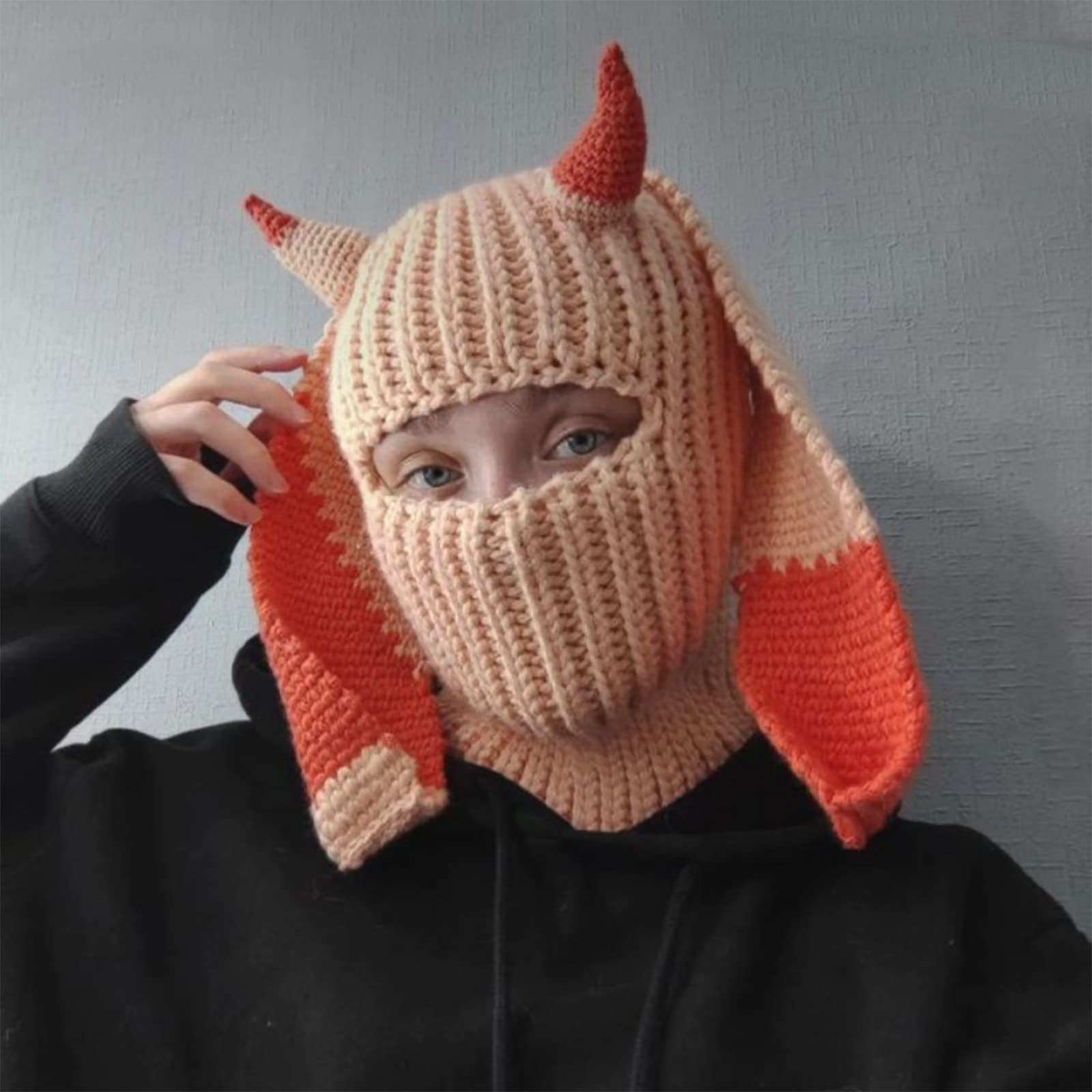 NUEAYMS Halloween Balaclava Long Bunny Ears Hat - Funny Rabbit Skullies Party Favor
