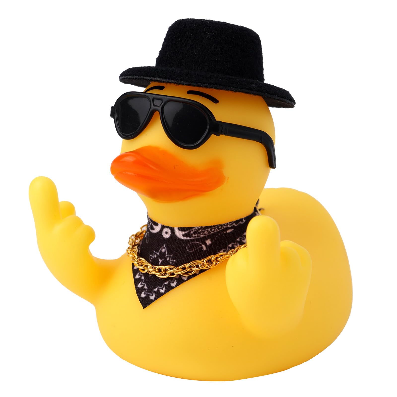 Fukaisu Middle Finger Car Ducks, Rubber Ducks Dashboard Decorations Funny Ducky Ornament for Car Dashboard Home Office Table (Black)