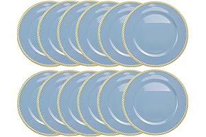 12-Piece Blue Charger Plates for Elegant Dining