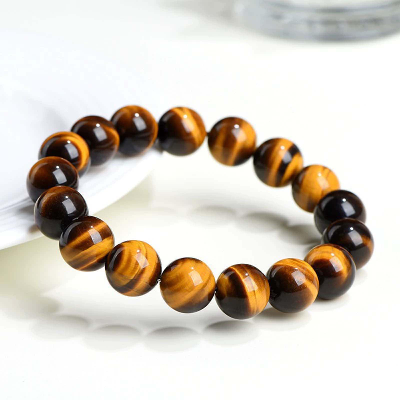 Pulsera de Piedra de Ojo de Tigre Natural para Hombres y Mujeres