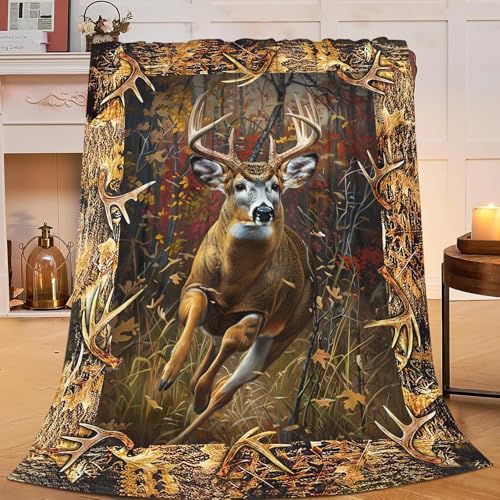 Flintis Deer Blanket Country elk Decor Animal Throw...