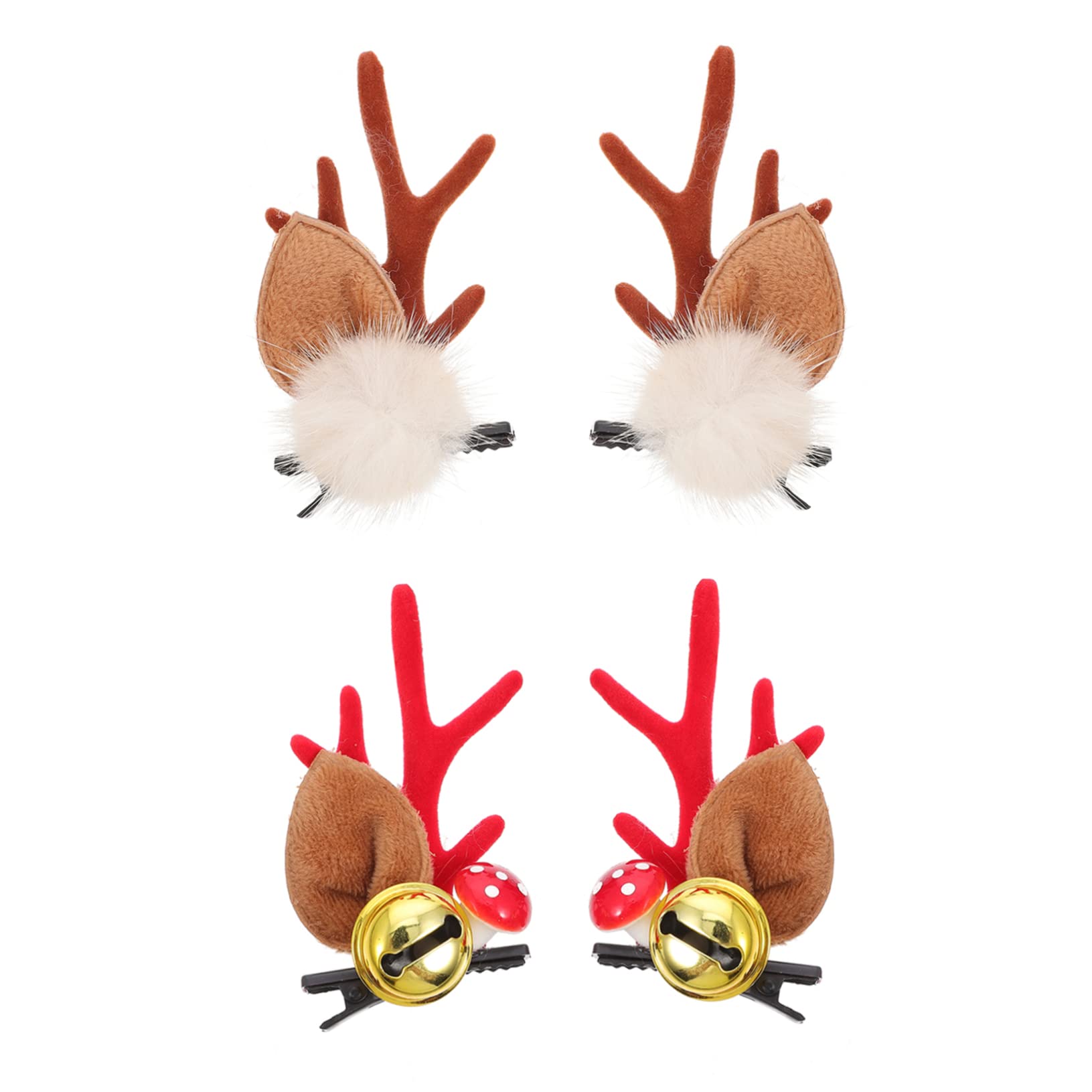 FRCOLOR 2 works Reindeer Antlers Hair Clips Christmas Headband Deer Ears Hairpins Xmas Girls Cute Headpiece Hair Accessories for Girls Women