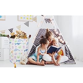 ESSME Kids Laundry Hamper,Shark Hamper Collapsible Canvas Waterproof Ocean Storage Bin for Boy, Nursery Hamper,Gift Baskets,toy bins(Ocean)