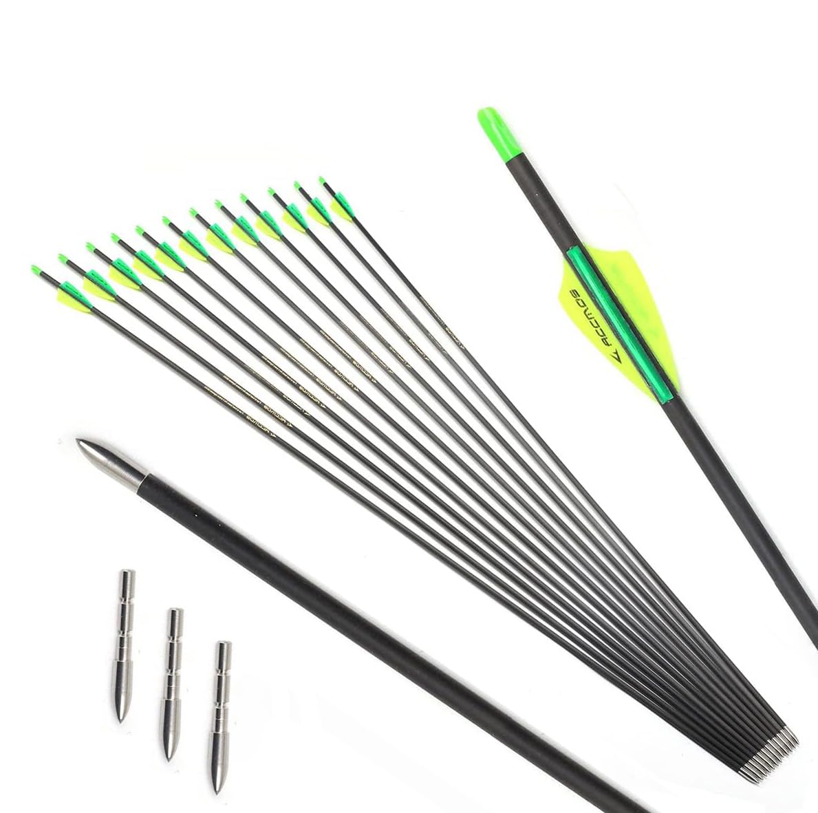 PHILOCS 12 pcs Hunting Carbon Arrows ID 4.2 mm Spine 300 400 500 600 700 800 900 1000 Practice Arrow for Archery Recurve Bows Compound Bow (27inch,Spine 700)