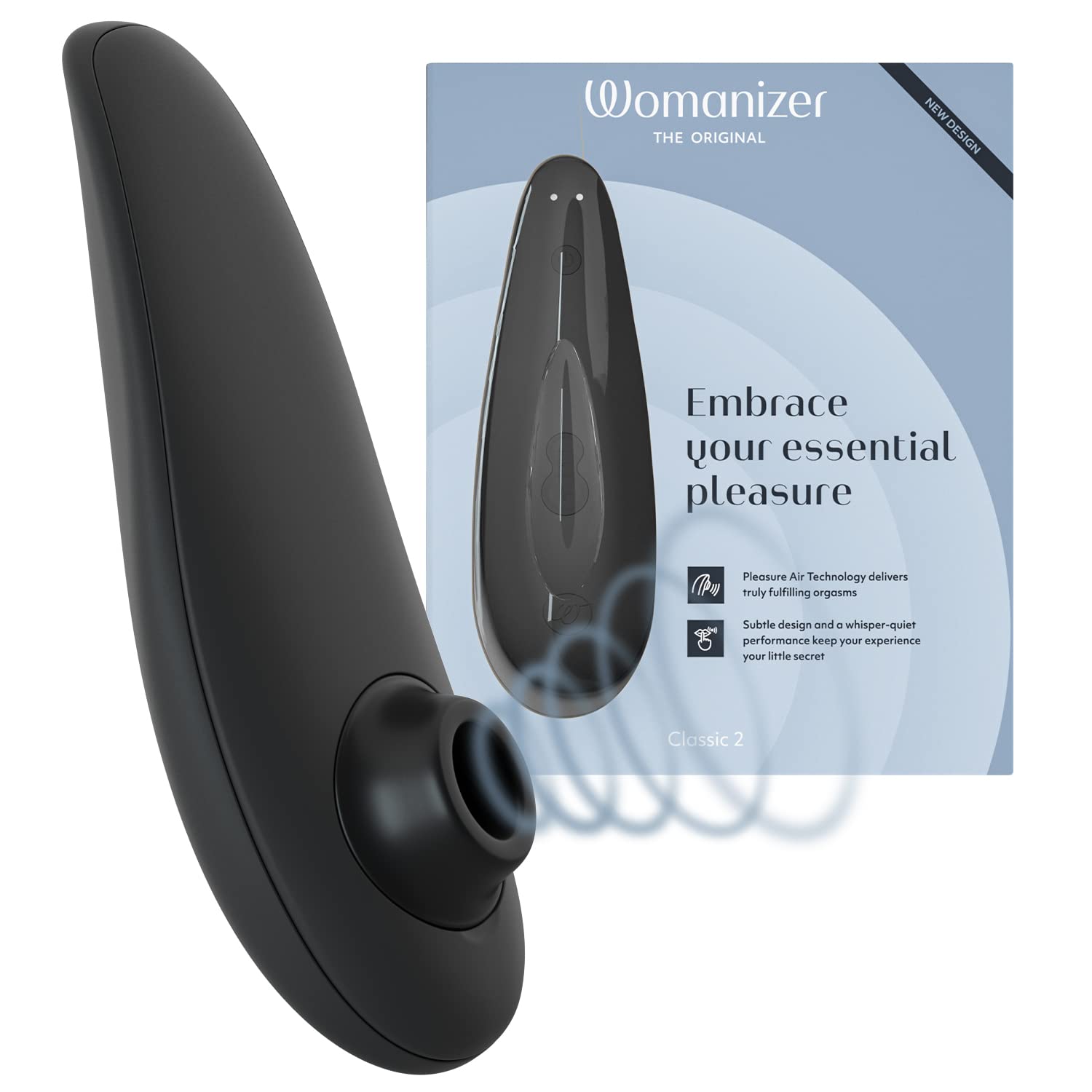 Womanizer Classic 2 Stimulateur clitoridien | Suceur de clitoris avec 10 niveaux de puissance | Vibromasseur clitoridien étanche | Sex Toy aspirant a succion rechargeable femme et couple | Noir