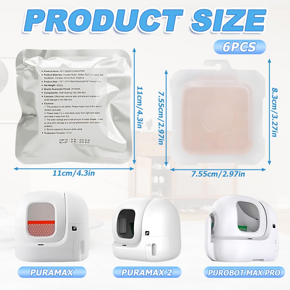ADDLIVE 6 Stück N50 2.0 Geruchsvernichter für PETKIT Pura Max/Pura Max 2 / Purobot Max Pro Selbstreinigende Katzentoilette, Entfernt Effektiv Hartnäckige Tiergerüche