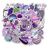 50 PCS süße lila Aufkleber für Wasserflaschen HydroFlask, wasserdichtes Vinyl ästhetische Vsco Aufkleber Laptop Skateboard Gepäck Computer Aufkleber für Kinder Teens Mädchen