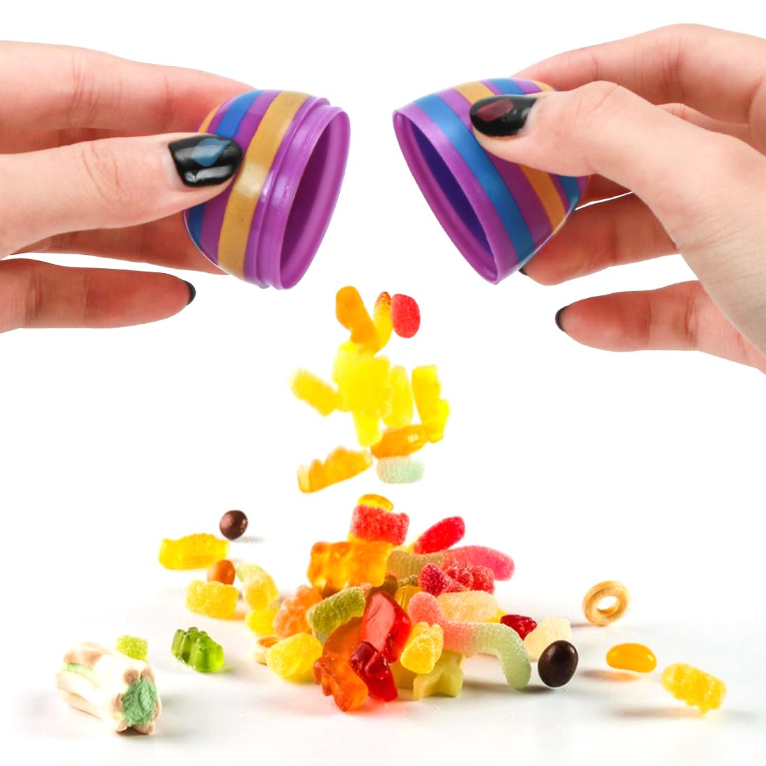 Bluelves 36 Oeuf de Paques en Plastique, œufs de Pâques Brillants en Plastique Irisé Imprimés de 6 cm de Haut, Oeuf Surprise pour la Chasse de Pâques, Remplisseurs de Paniers, Les Prix pour Les fêtes