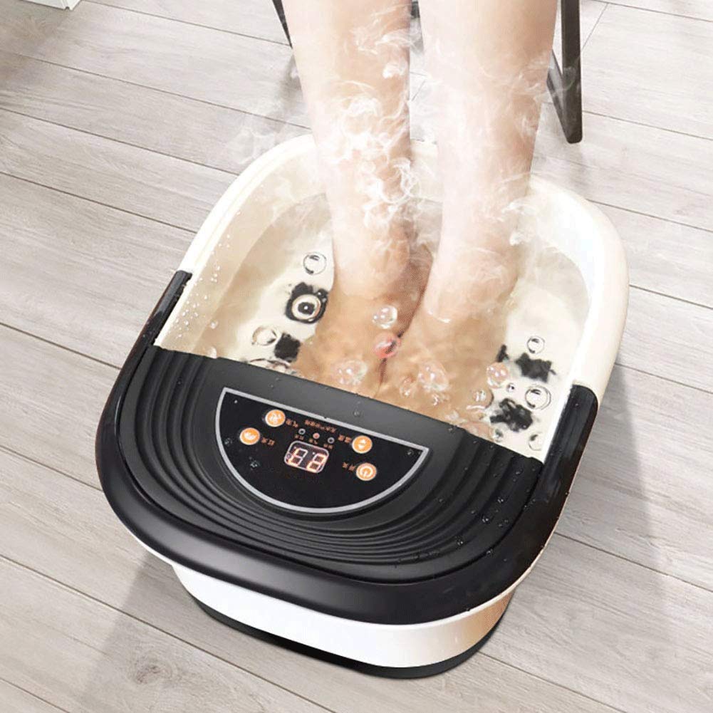 HMTE Massaggiatore Foot Spa - Bagno riscaldato, rulli massaggianti Automatici, Vibrazione, Bolle, Controllo Digitale della Temperatura Regolabile