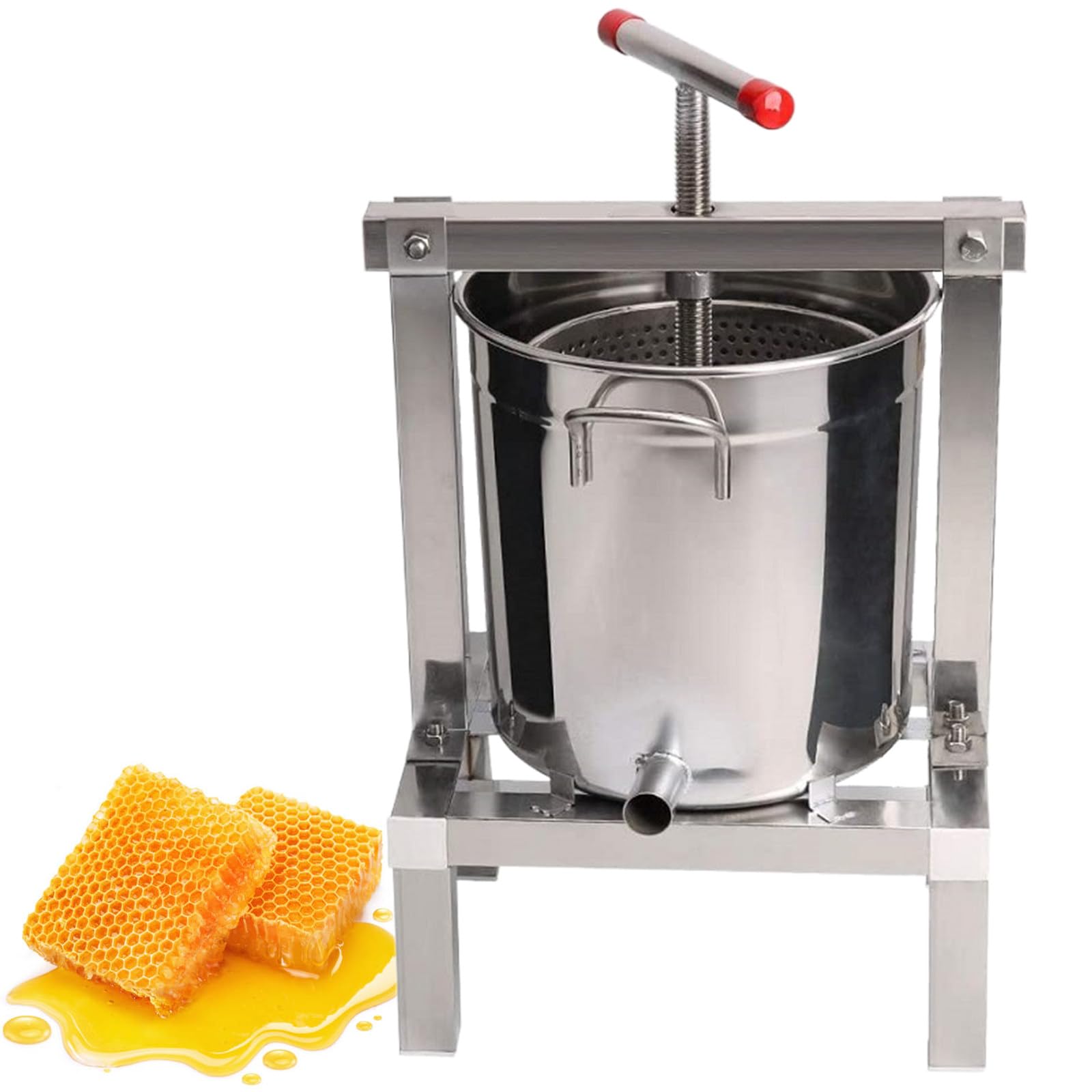 YXYLJOZ Large Fruit Honey Presser, Manual Beeswax Presser, Beekeeping Machine, 10L Stainless Steel Barrels Press, for Wine and Juice Making