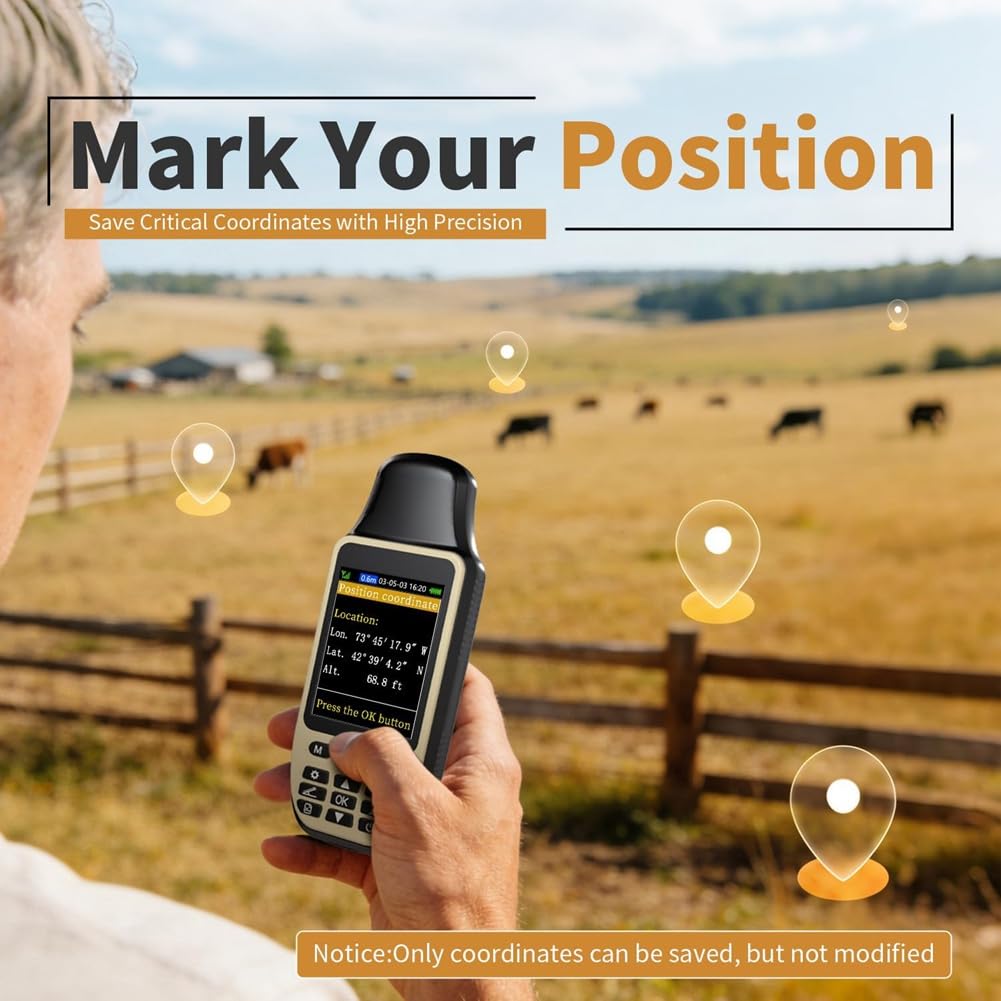 GPS Portatile per Misuratori di Terreno con 6 Satelliti per Rilevamenti, per Area del Terreno, Distanza, Pendenza, Attrezzatura per Misurazione di Terreni Agricoli.
