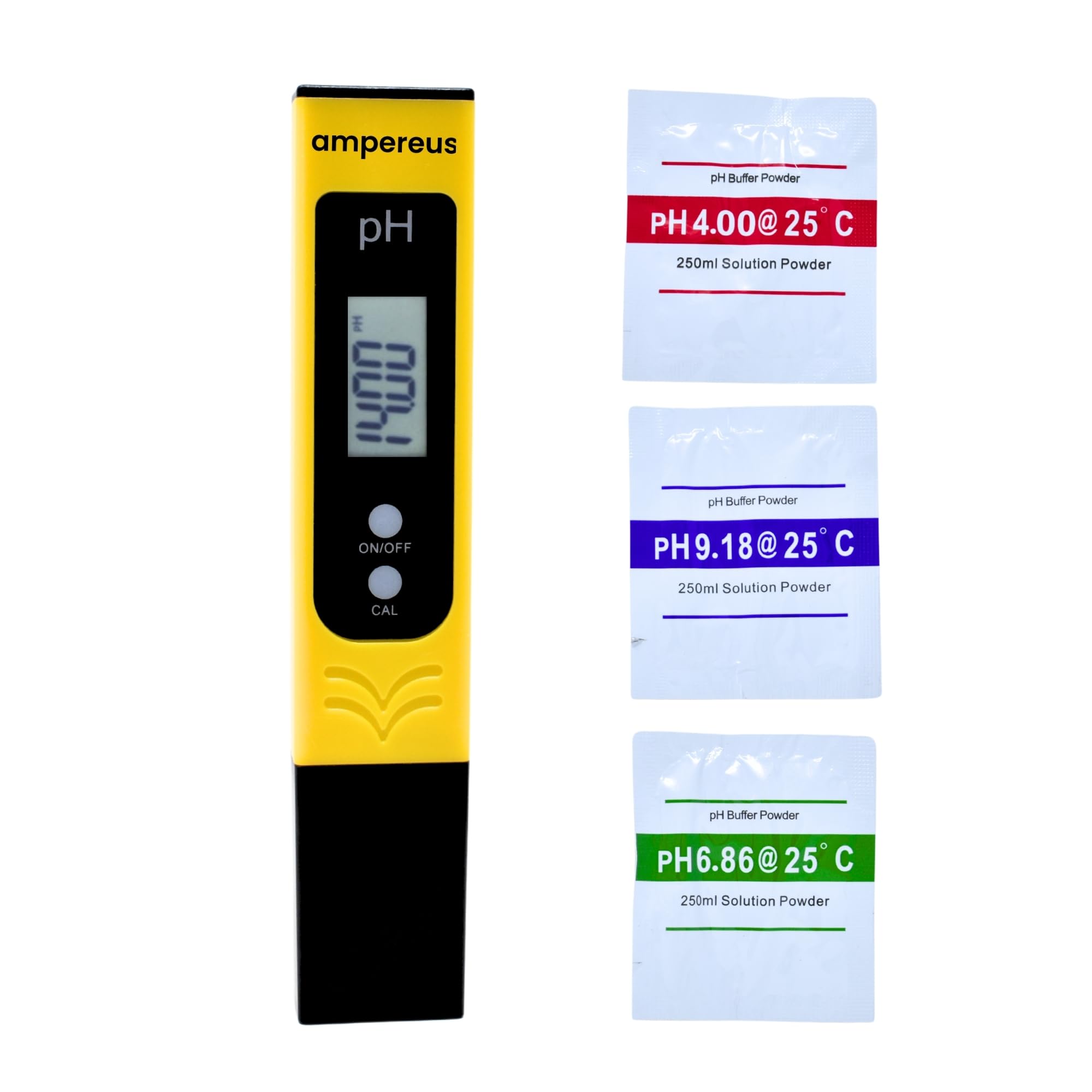 AMPEREUS® Auto pH Meter Yellow | Water Quality Tester for Home, RO, Aquarium & More | Accurate Water Purity, pH Level & TDS Checker for Reliable Testing