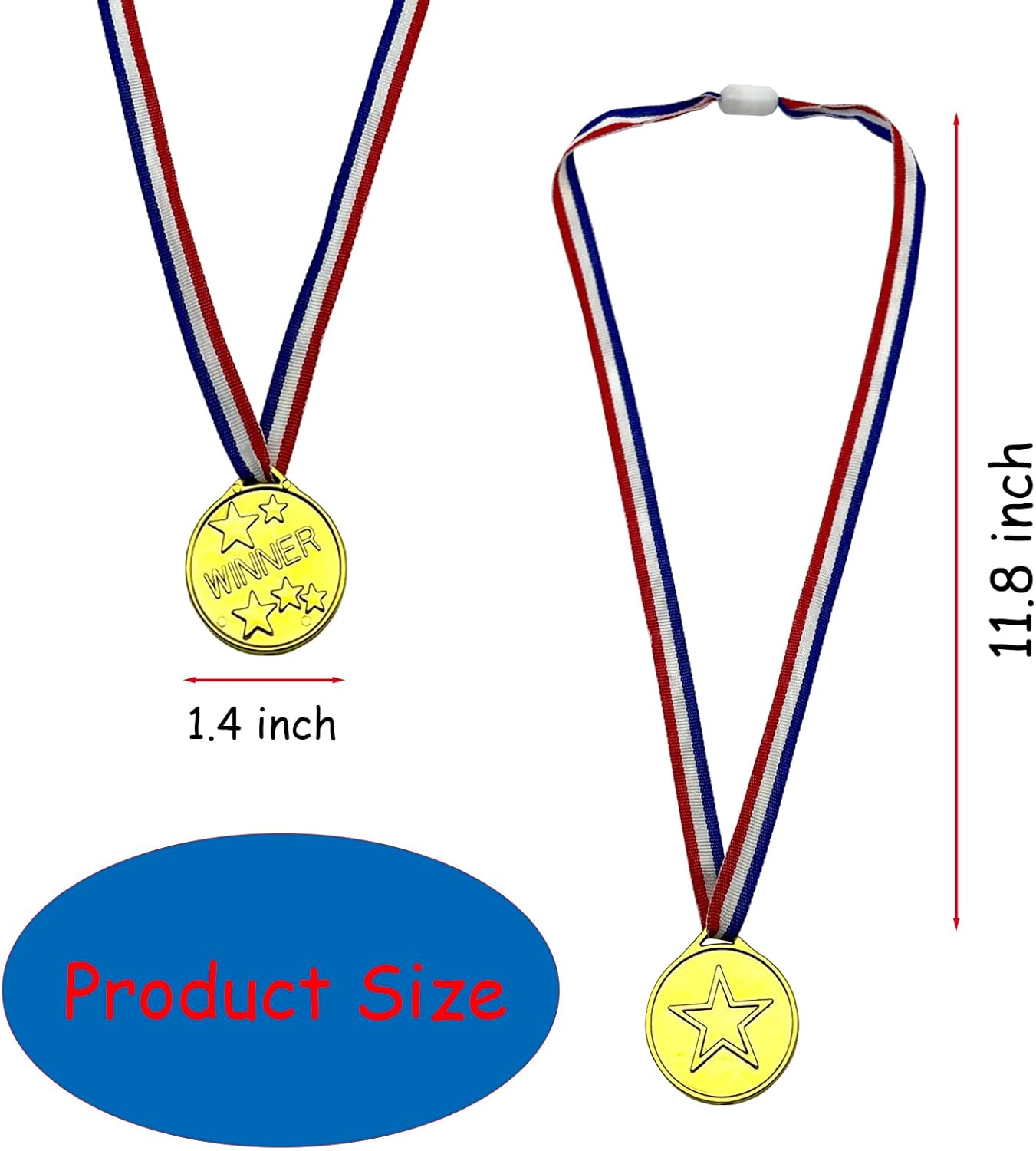 100 Pieces Plastic Gold Winner Medals,Winner Award Medals for Kids Sports,Games, Competition,Talent Show,Gymnastic,Party Favors & Souvenirs