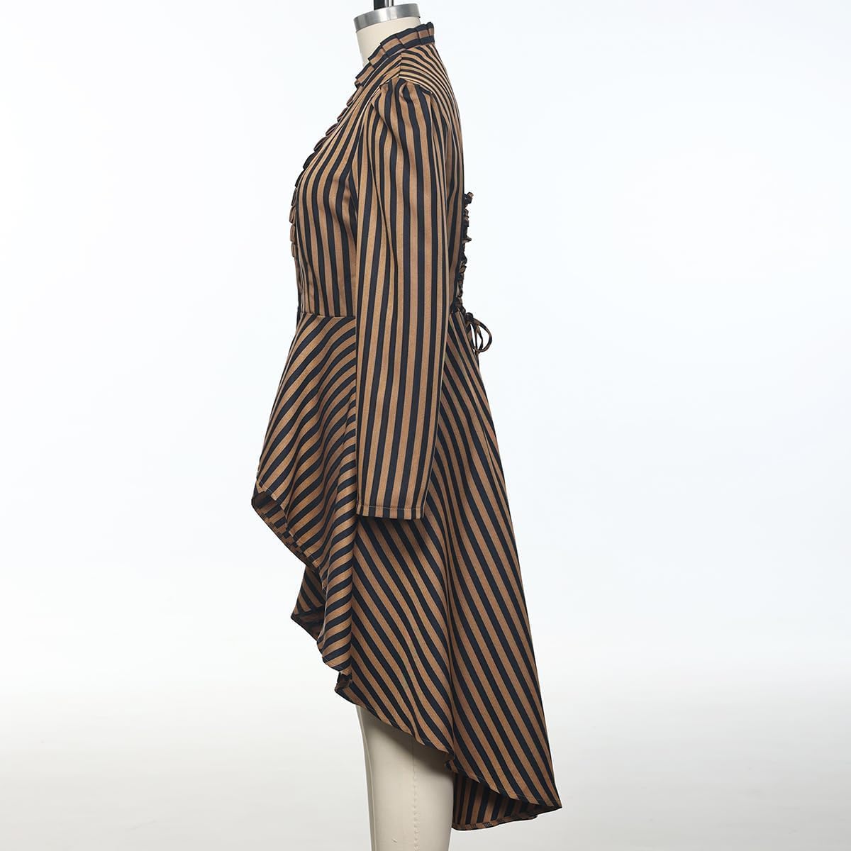 Women's Steampunk Long Striped Jacket Renaissance Victorian Gothic Blazer Jacket Coat - Image 7