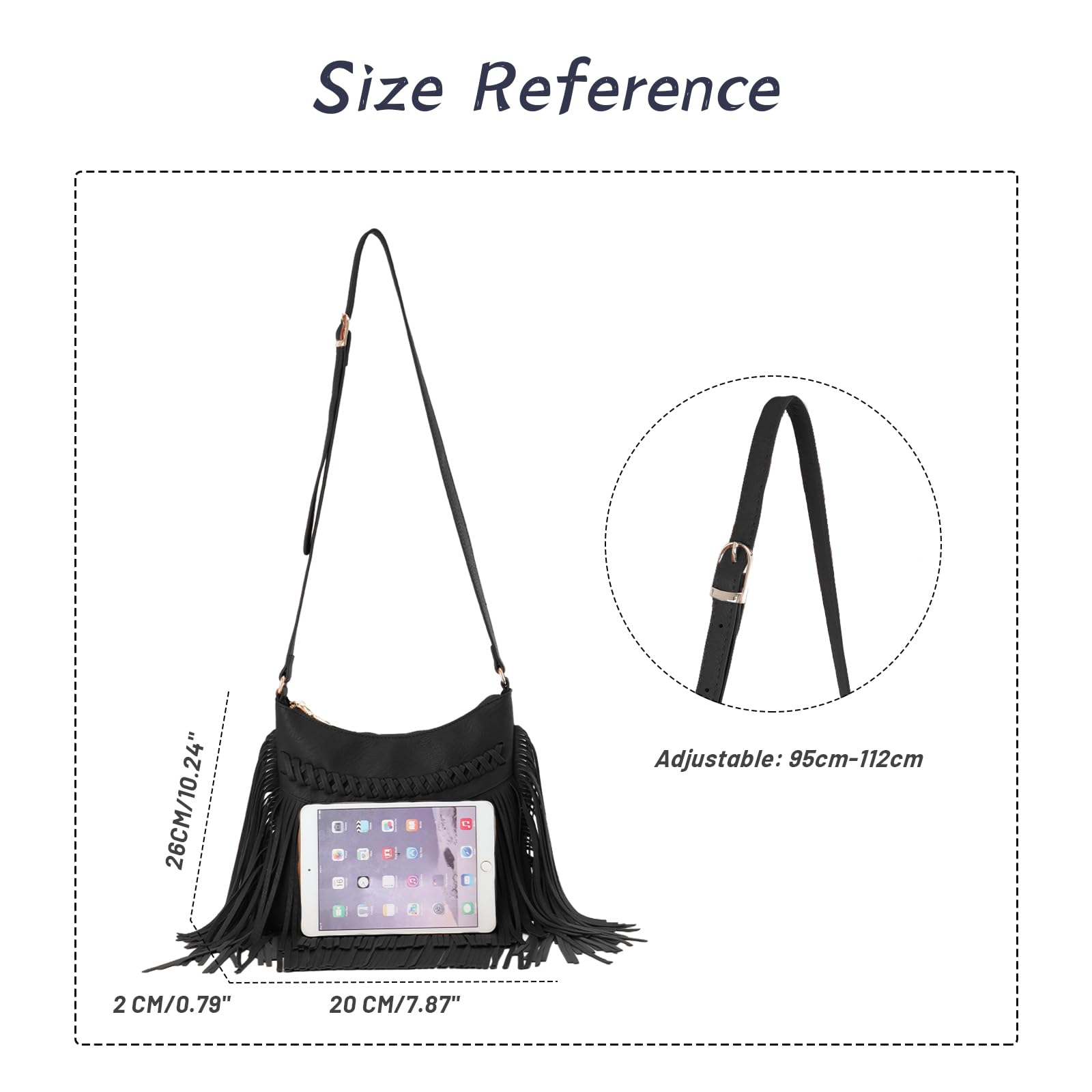 Fecialy Vintage Fringe hobo bags for Women PU Leather Tassel Crossbody Shoulder Bag Western Fringe Purse