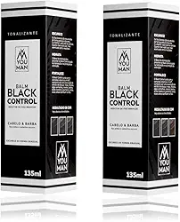 Kit com 2 Balm Shampoo Black Control Escurecedor de Barba e Cabelo escurece de forma Imediata 140 ml You Man Grooming
