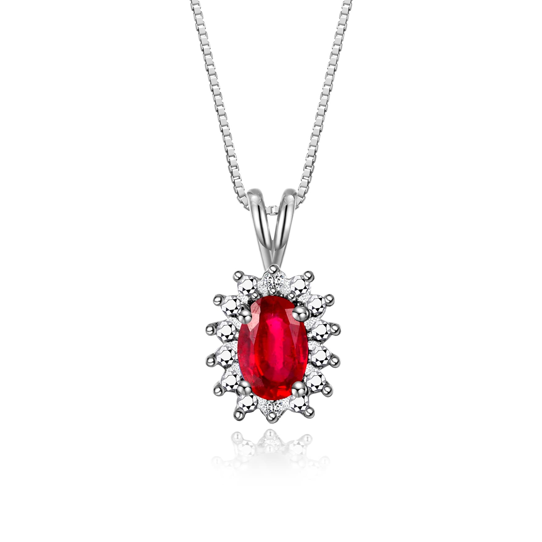 RYLOS Set di pietre portafortuna da donna in argento Sterling: anello, orecchini e collana con ciondolo. Pietra preziosa e diamanti veri, pietra portafortuna 6 x 4 mm. Gioielli dell'amicizia