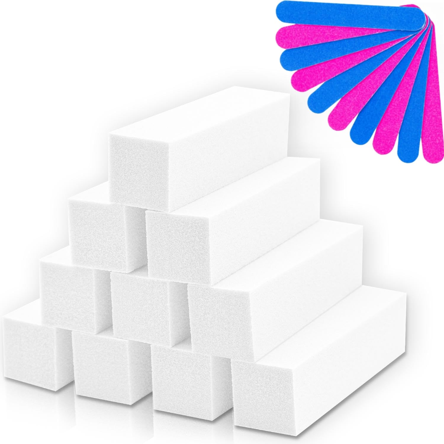 Buy Nail File and Buffer Set 10Pcs 4 Sided White Nail Buffer Blocks