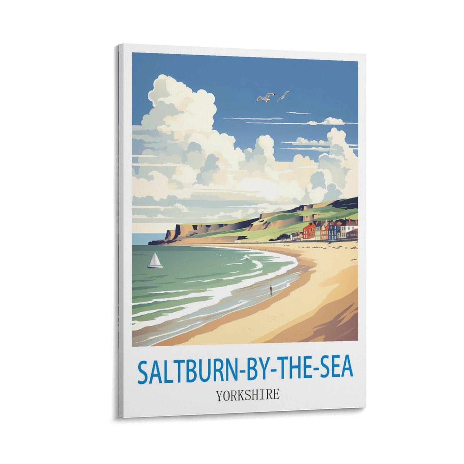 HeyBox Saltburn by The Sea Yorkshire Vintage Travel Posters 08x12inch(20x30cm) Canvas Prints Wall Art Paintings for Home Office Living Room Decor