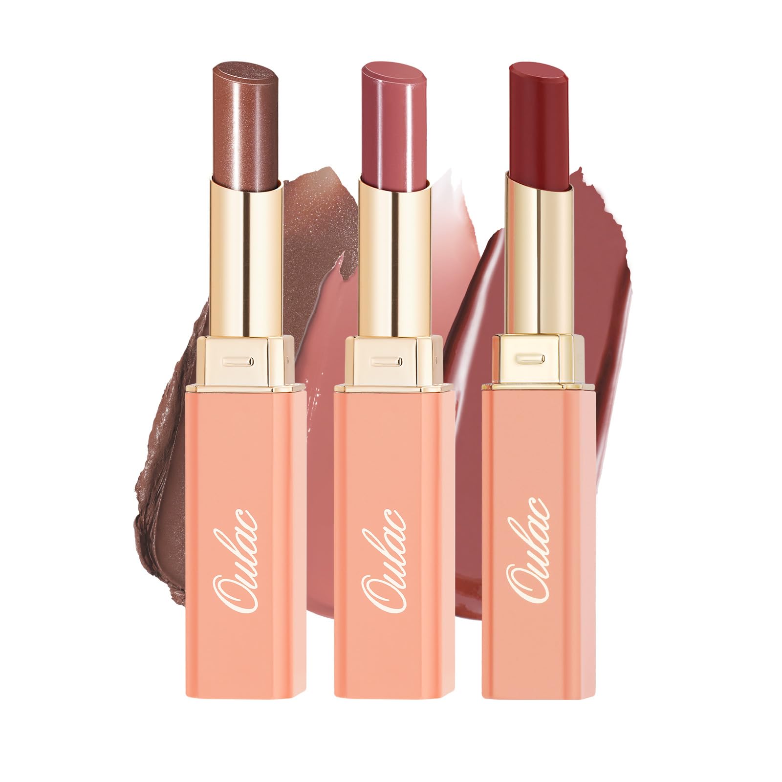 Oulac 3PCS Lipsticks Set, Black Red Lipstick Chocolate Brown Lipstick, Moisturizing Formula