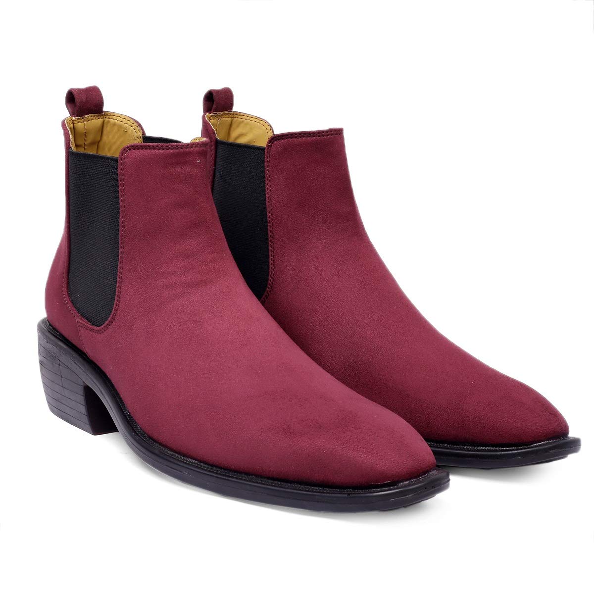 Mens Red Height Increasing Suede Material Casual Chelsea Boots (B08LD8BJ41) Amazon Price History, Amazon Price Tracker