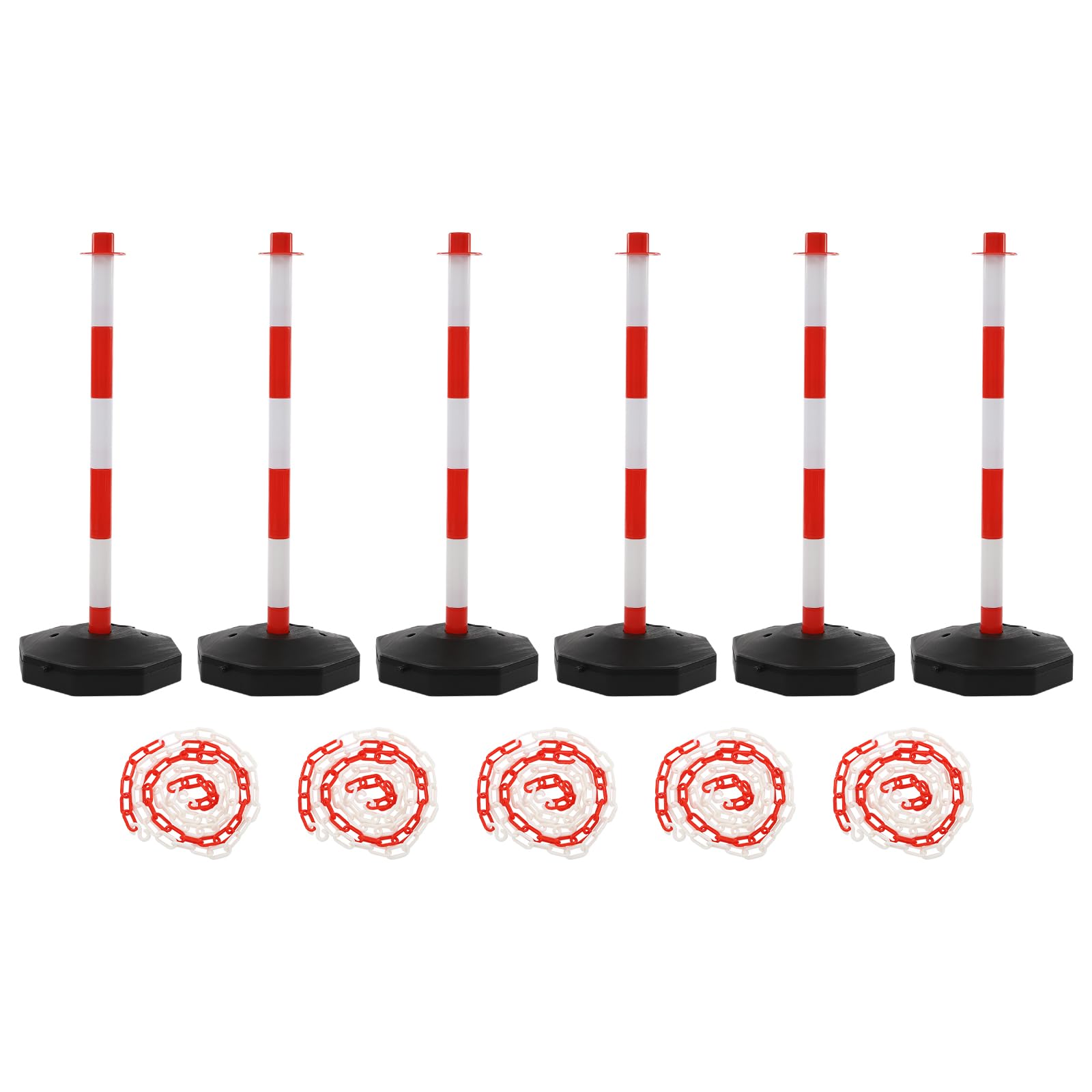 Juego de 6 conos de advertencia de 85 cm, rojo/blanco, conos de tráfico, conos de señalización, pilones, postes de barrera