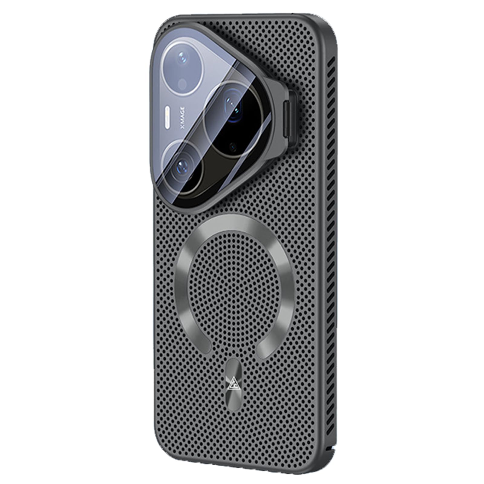 Mfaoshi Grey Magnetic Case For Huawei Pura 90 Pro Max/90 Pro, Frosted Heat Dissipation Phone Case All-Inclusive Lens Protection Kickstand Cover,,90 Pro Max