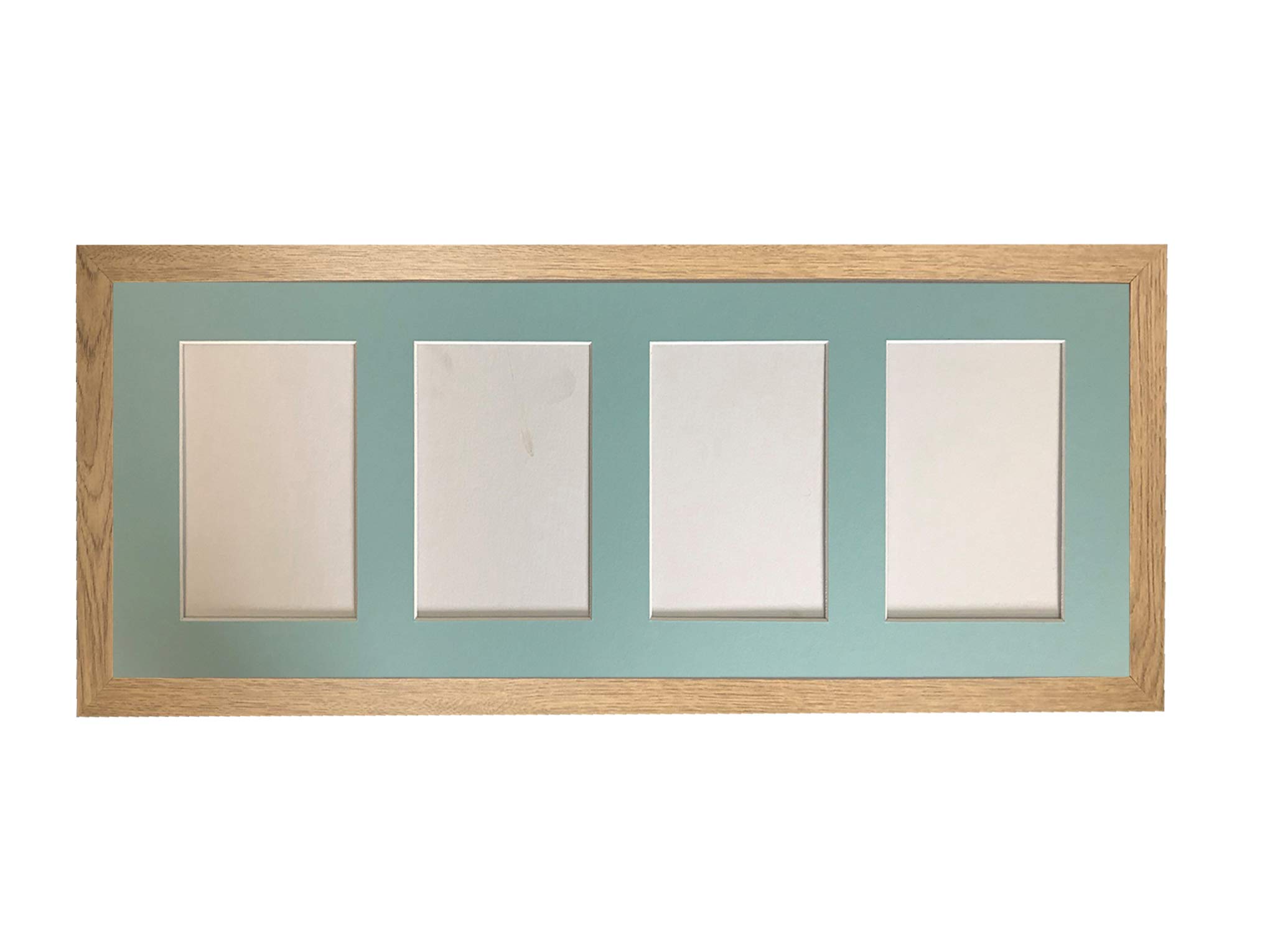 Frames By Post Oak Frame And Blue Multi Mount H7 Oak Picture Photo Frame With Blue 7 X 5 Inch Four Aperture Long Mount