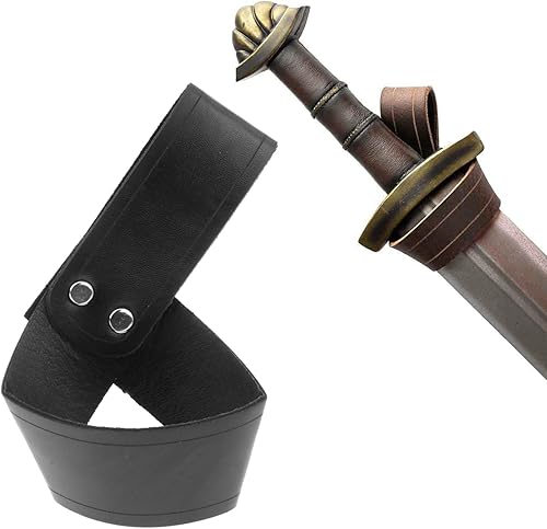 Miniatura 9 de Sword Frog Holster Universal PU Leather Rapier Scabbard Holder for Warrior Pirate Cosplay, Black