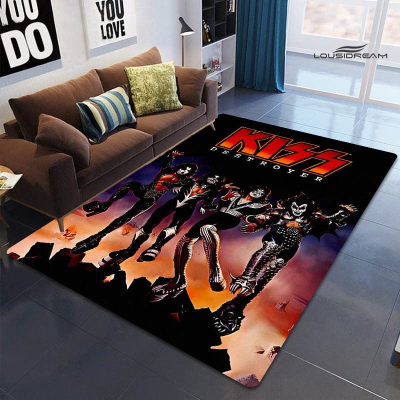 bailongmaKiss Print Flannel Carpet Play Room Living Room Bedroom Non-Slip Band Rug Photography Props Birthday Gift M207 80×120CM