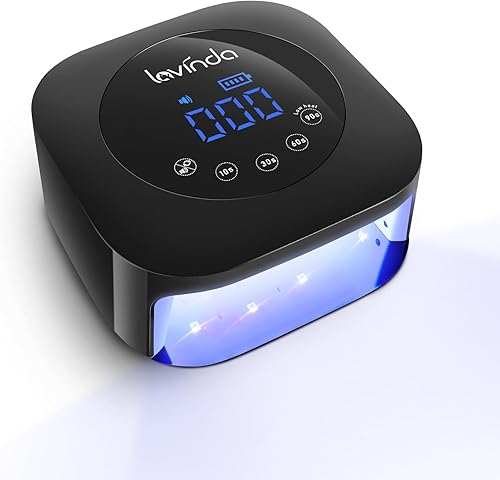 Lavinda Luz UV para uñas, lámpara de uñas UV de 54 W, recargable, secadora de uñas, luz de esmalte de gel con pantalla táctil grande, lámpara