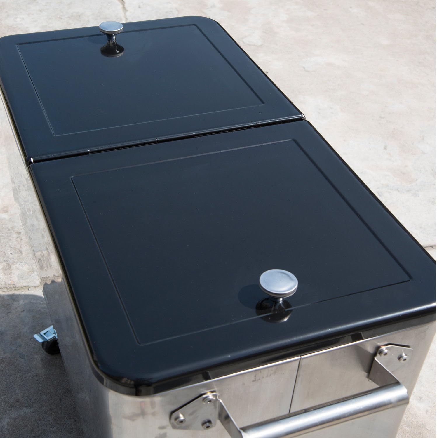 80 QT Rolling Cooling Bins Ice Chest on Wheels Outdoor Stand Up Drink Cooler Cart for Party, Silver