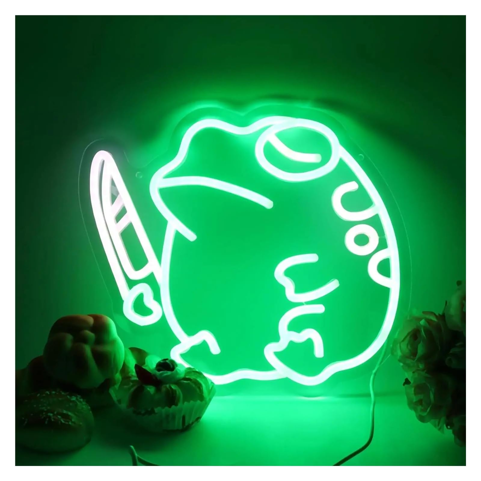 LEMST Signs Lamp Fat Frog with Knife Neon Sign USB Dimmable for Wall Decor Neon Light Sign for Bedroom Home Garage Bar Decoration 27x29cm