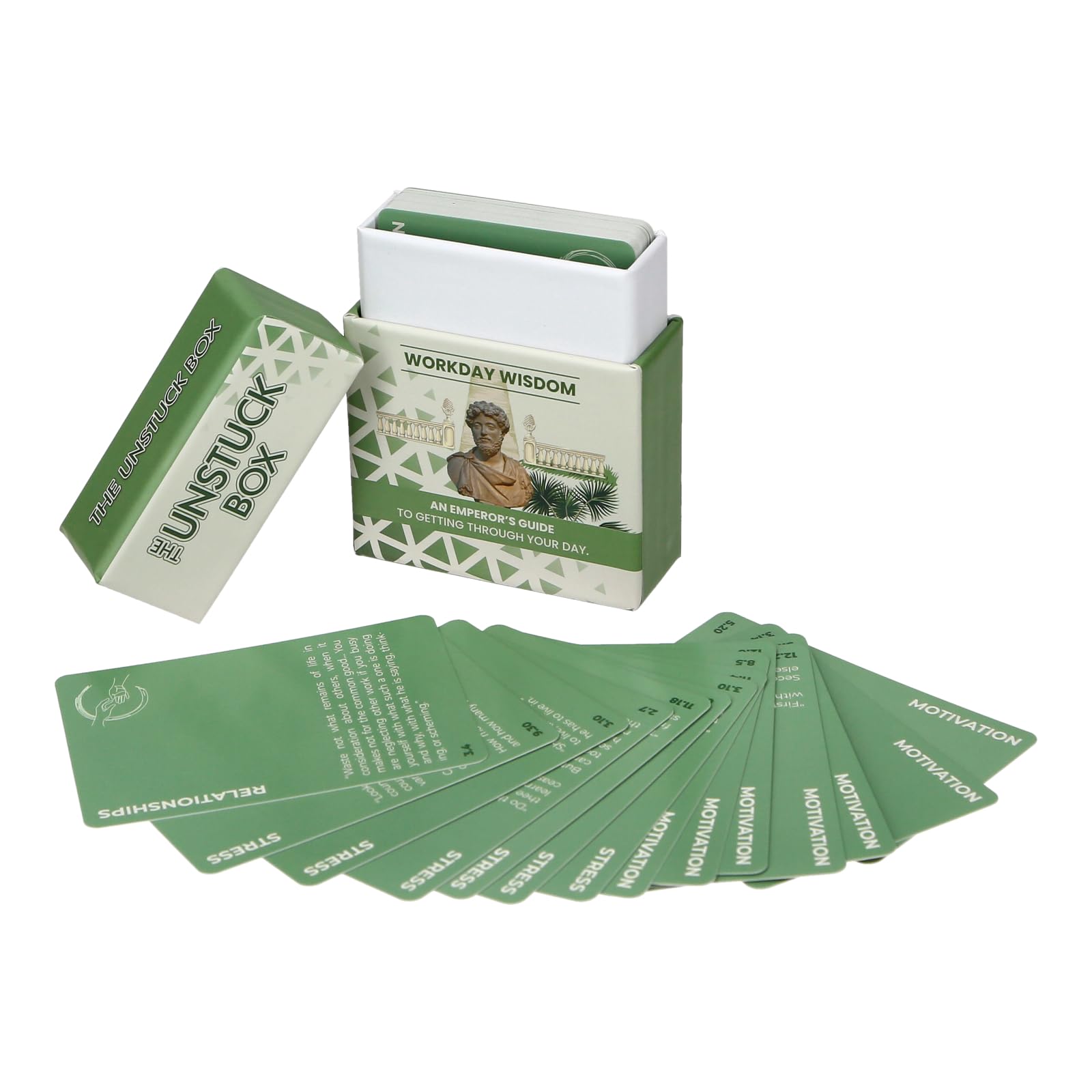 The Unstuck Box Workday Wisdom: Marcus Aurelius Meditations Deck, Leadership & Ethics Guide for Office Workers, Managers & Leaders, 49 Cards in Box