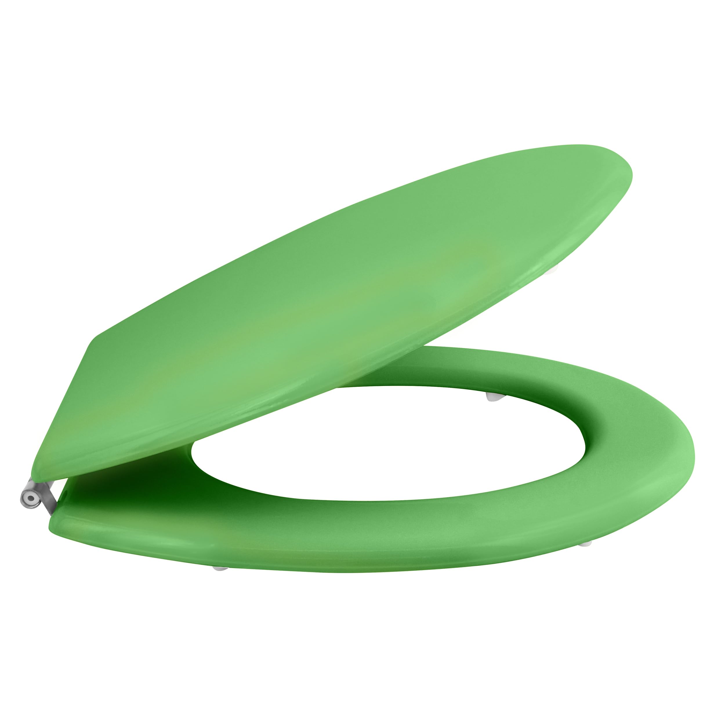 MSV - Abattant WC MDF CLÉO - Charnières en INOX - Tampons Amortisseurs - Ø 370 x 450 mm - Couleur Vert Basile Mat - Finition Élégante - Confort et Praticité pour Salle de Bain