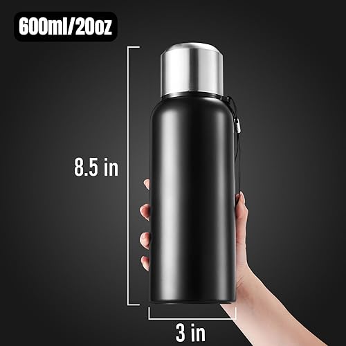 Miniatura 2 de Botella de agua de acero inoxidable de 20 onzas, botella de agua de metal al vacío de doble pared, adecuada para gimnasio, senderismo, camping,
