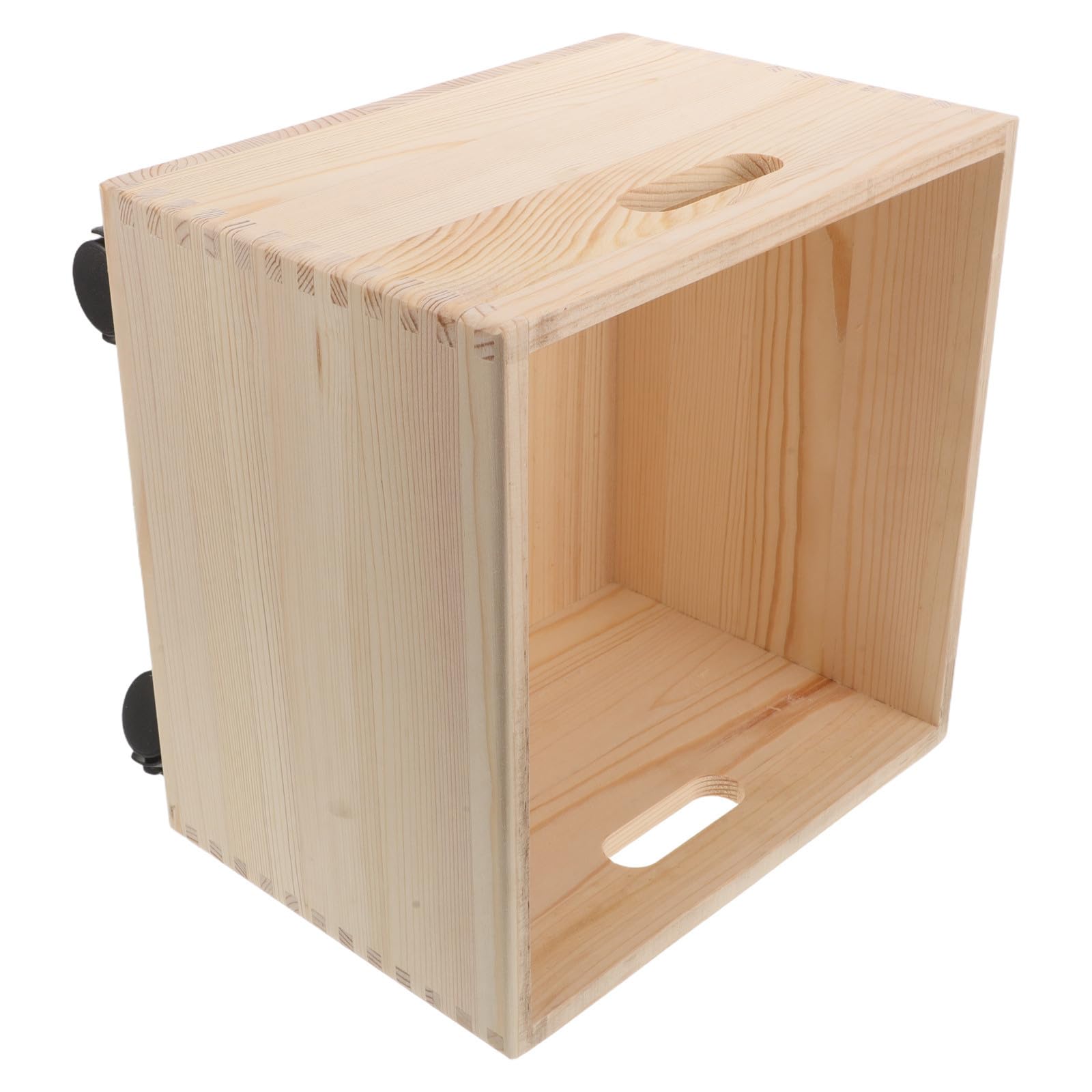 ifundom Cassa Porta Riviste in Legno, Scatola Quadrata con Ruote, Beige, per Riviste e Dischi in Vinile, per Dormitori e Cucina, per Studenti e Famiglie Occupate