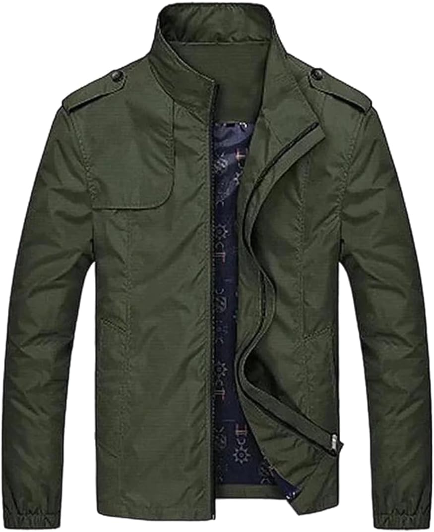 Men's Slim Business Jacket Spring Autumn Outerwear Mandarin Sportswear Bomber Casual Coat