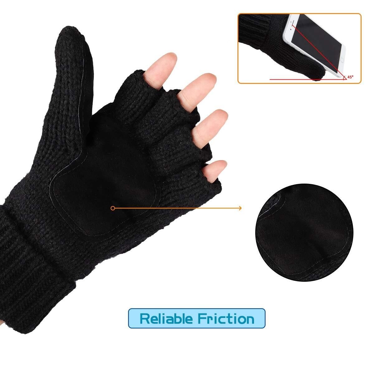 Guantes Viento Deportivos Guantes Sin Dedos De Punto Invierno Medio Dedo Convertibles Cálidos Unisex Regalos De Invierno