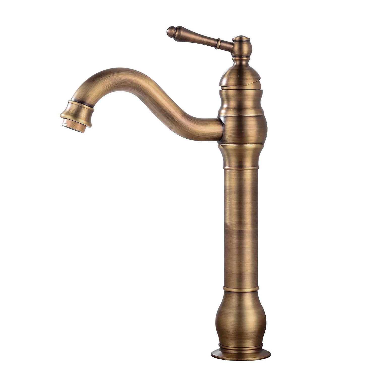 ANVLOJRIH Bathroom Basin Mixer Faucet, Pure Copper Handle Single Hole Retro Bathroom Faucet (Antique)