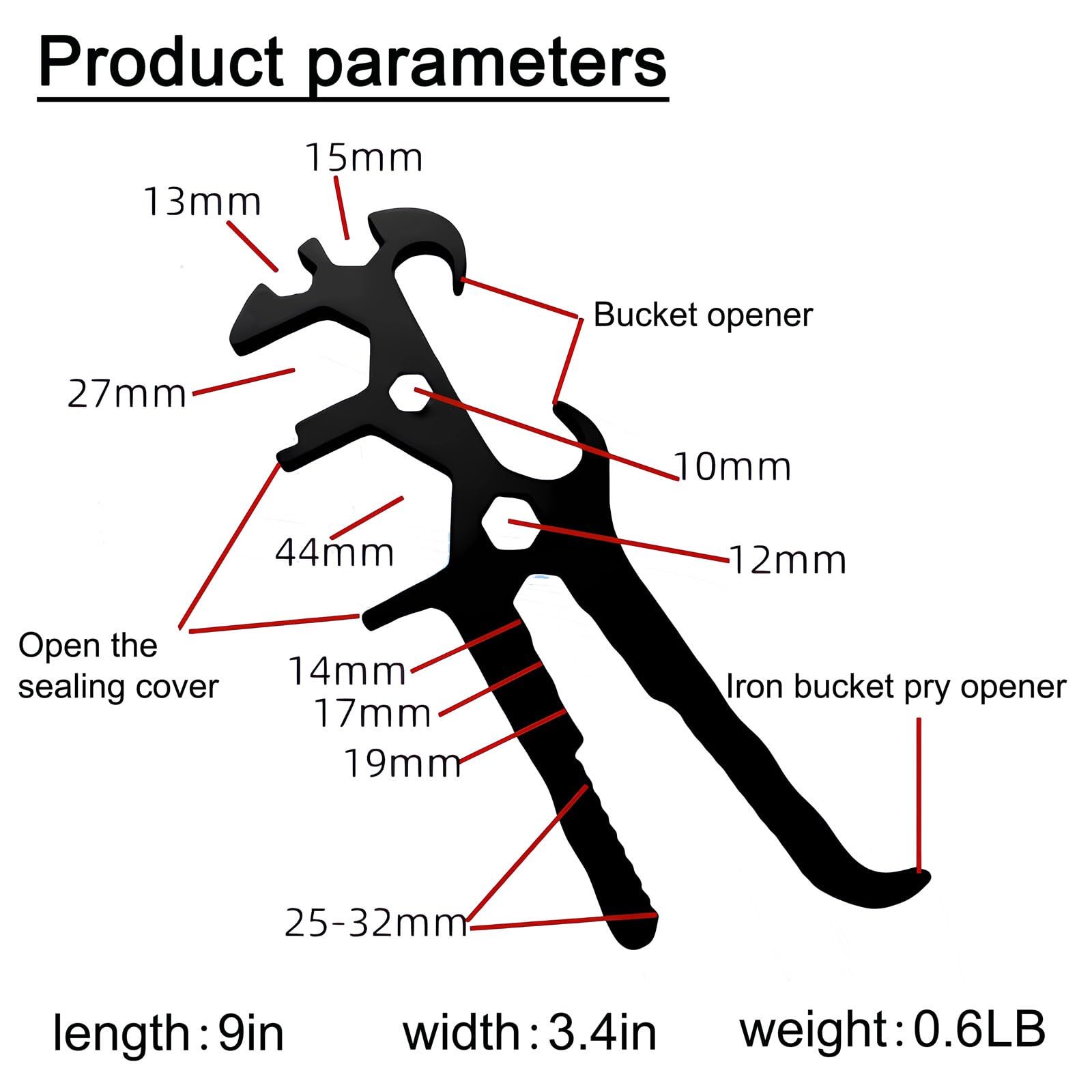 Heavy Duty Bucket Opener - 14-in-1 Lid Remover -2