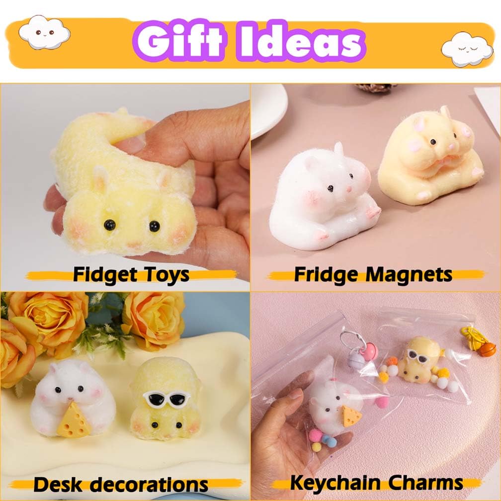 FUNSHOWCASE Taba Squishy Maker 2 Moldes de silicona para hámster + gel + kits Paquete para hacer Fufu Squish — view 8