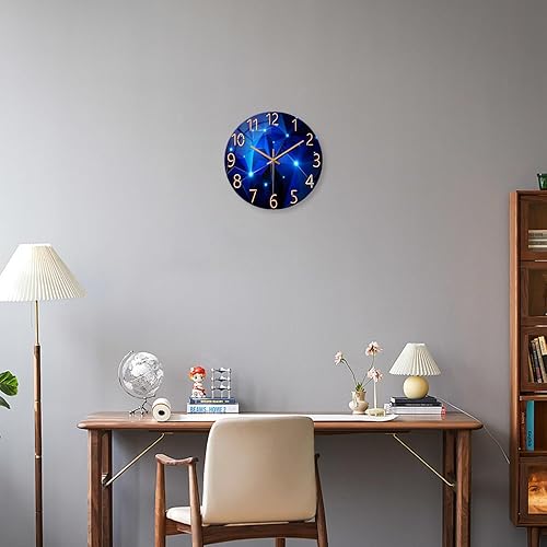 Miniatura 3 de Constantplanet Relojes de pared azules para decoración de sala de estar, relojes de cocina de pared, funciona con pilas, reloj de pared redondo de