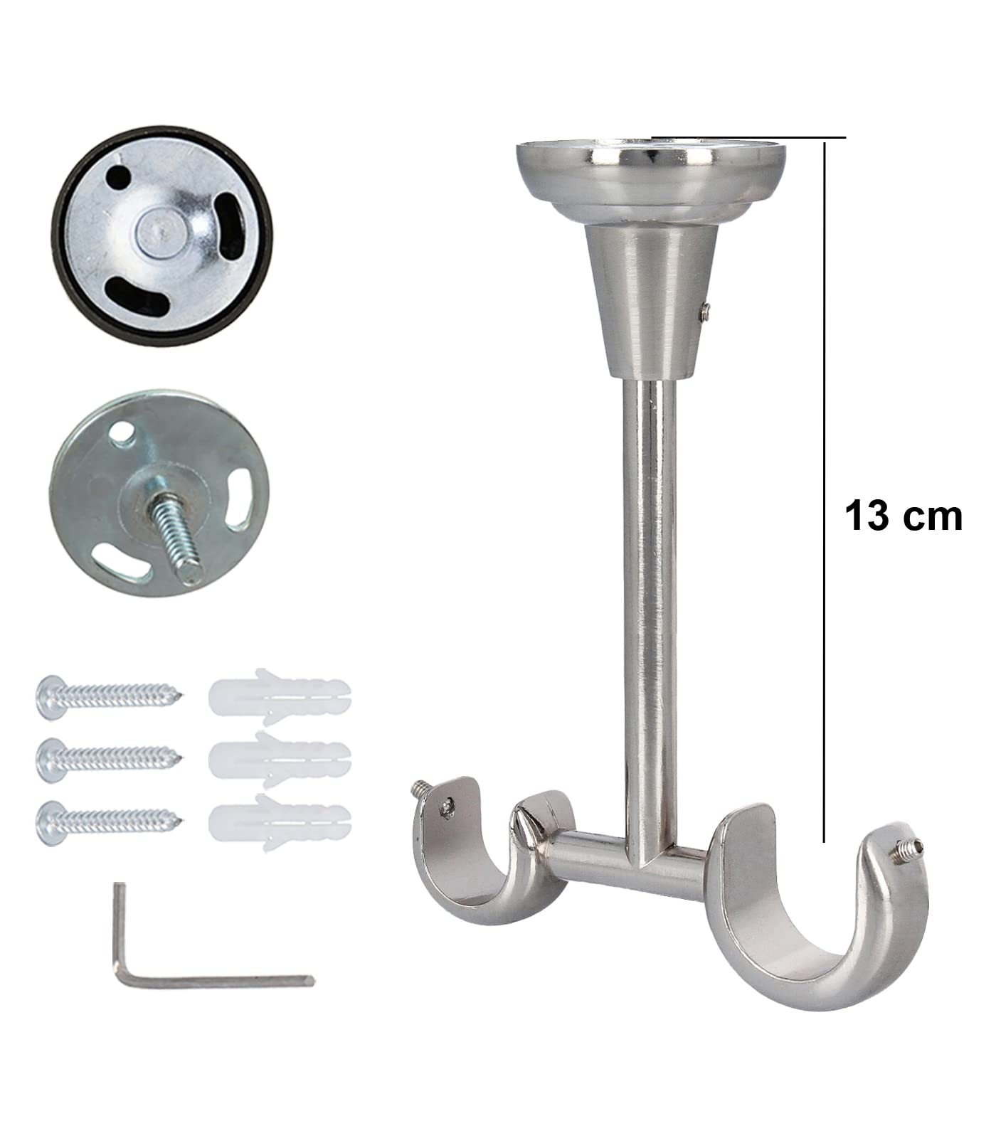 Sento Kit Bastone per Tende in Metallo 25/19mm Acciaio Inox Montaggio a Soffitto 200 cm ILUSION