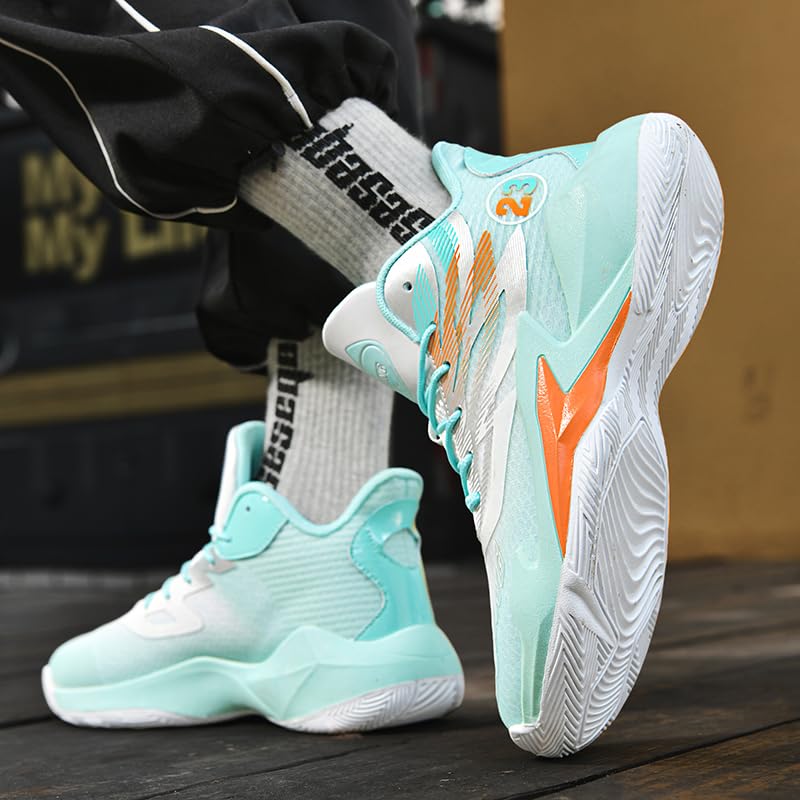 Image of Basketball Shoes for Womens Mens High Top Colorful Volleyball Fashion Breathable Sneakers Lace Up Sport Outdoor Lightweight Non Slip Shoe
