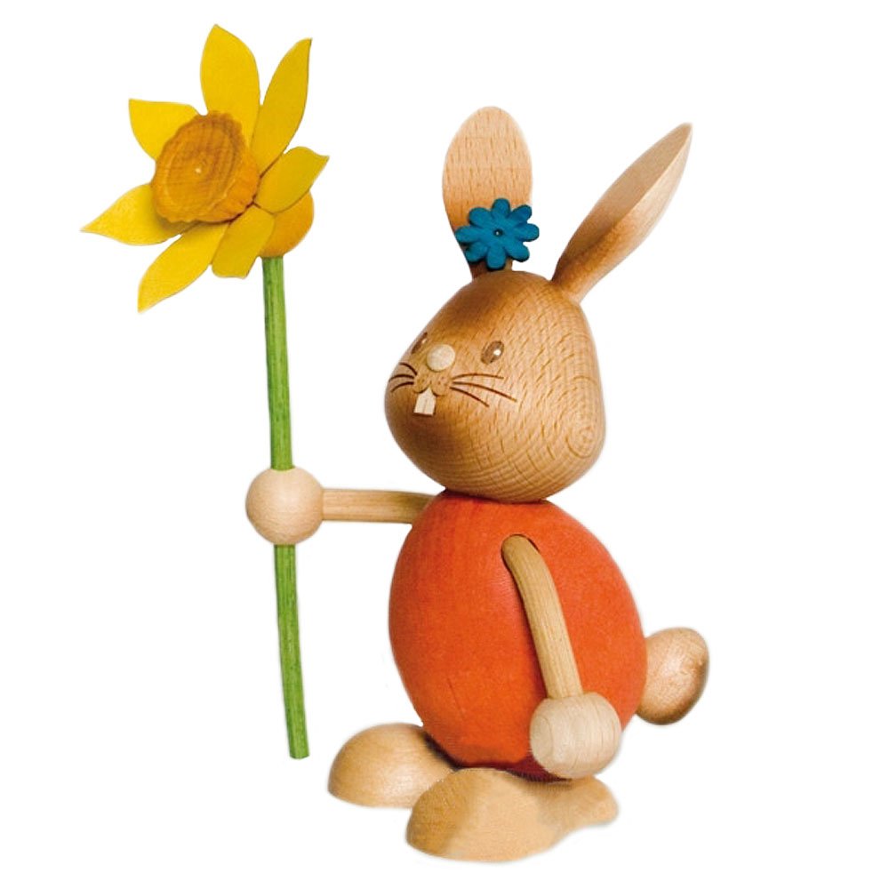 Snubby Bunny with flower - 12cm / 4.7inch